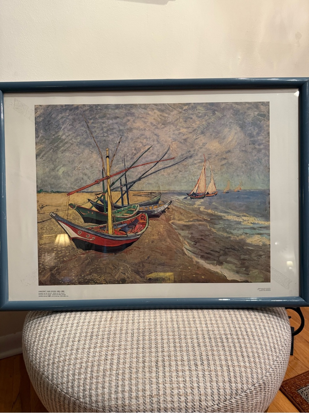 Vincent Van Gogh Framed Art Print in Blue, Red, Green, Cream - Nautical Wall